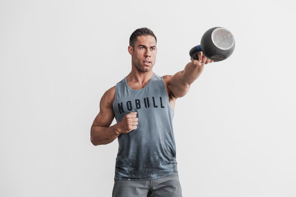 NOBULL Men's Tank Tops - Slate & Maritime Dip-Dye - Ireland (3865WLDXI)